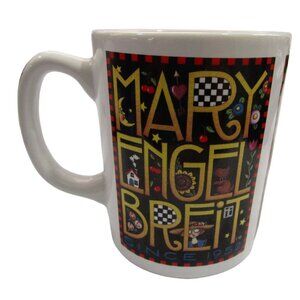 Mary Engelbreit ME Ink Folk Art Coffee Mug Since 1952 Checkered Handle GUC